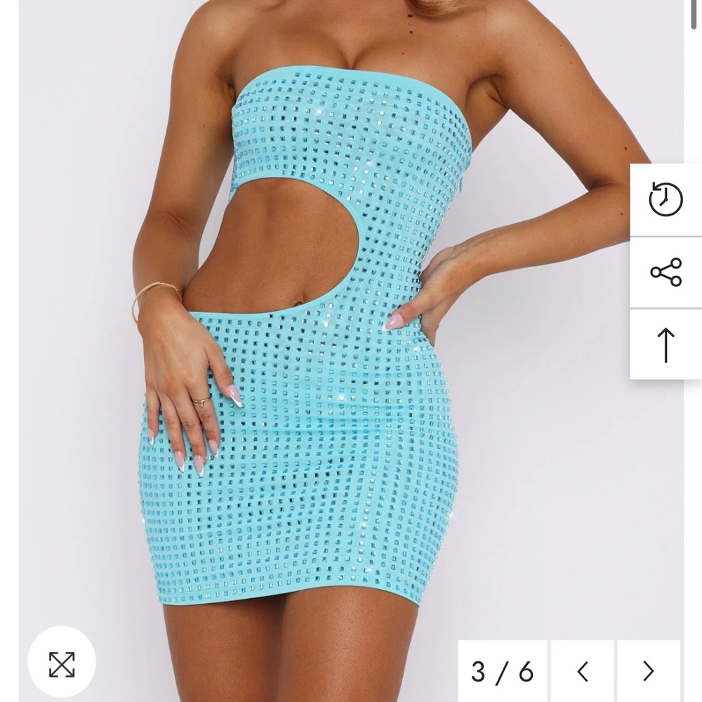 White Fox Boutique Embellished Blue Mini Dress NWT
